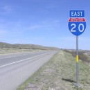 Interstate 20 sign on the side of the road.