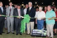 Boaz, Alabama Mayor Tim Walker, along with state representatives and community leaders, cut the ribbon for the state's solar LED light pilot project. | Photo courtesy of Lionel Green, Sand Mountain Reporter.