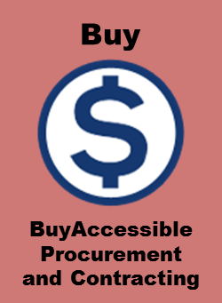 Buy. Image with dollar bill. BuyAccessible Procurement and Contracting