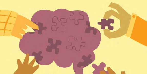 A thumbnail of a puzzle graphic from OFA's design thinking publication