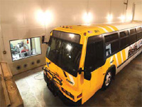 public transit bus inside TTI's Environmental and Emissions Research Facility