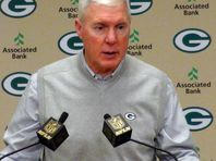 From left, Green Bay Packers general manager Ted Thompson, President and CEO Mark Murphy, coach Mike McCarthy and director of player personnel Eliot Wolf work inside the war room during the NFL draft April 30.