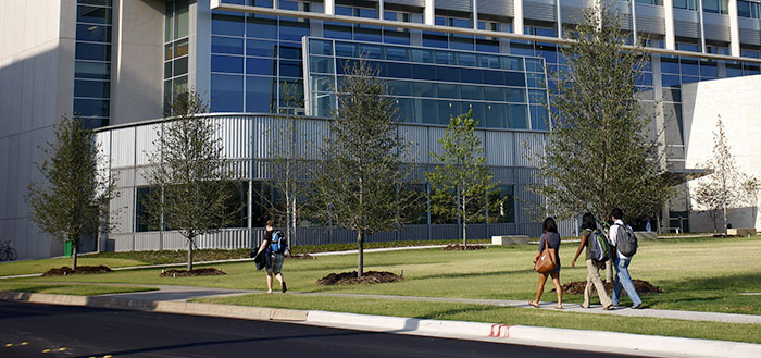 Students walking on campus