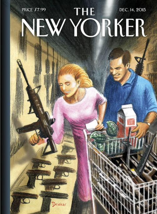 “What would it look like if I took America’s obsession with firearms to its logical extreme?” says the artist Eric Drooker about “Shopping Days,” his cover for next week’s issue. Read more.