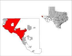 Location in El Paso County and the state of Texas