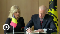 Biden signs condolence book at Belgian embassy