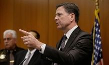 James Comey speaks to FBI employees in March.