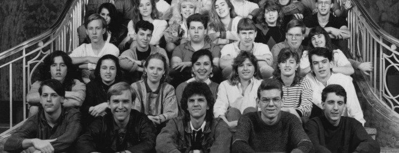 UNTA_U0458-035-040_01 The first class of TAMS students poses for a photograph in the Hurley Administration Building.