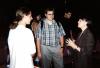 Composition students Brenton Reagan and Philip Ducote talking with guest composer Libby Larsen following her Music Now lecture (October 1999).