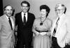 Faculty composer Martin Mailman, Chancellor Alfred Hurley, Naomi Ellis, and Interim Dean Stephen Farish (spring 1988).