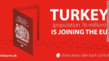 This poster was released by the Vote Leave Campaign depicting an EU passport as an open door, with footprints leading through it.