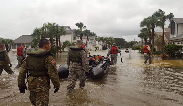 Members of the Florida National Guard’s CBRNE Enhanced Response Force Package conduct search and rescue missions in St. Augustine, Oct. 7, 2016. Florida National Guard photo