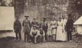Fugitive slaves, known as "contraband" worked for the Union Army as nurses, cooks, laundresses, and laborers. Pictured are contraband who served with the 13th Massachusetts Infantry from 1863-1865. (U.S. Military History Institute)
