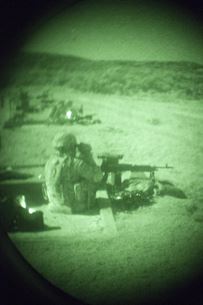 Soldiers from the 316th Sustainment Command (Expeditionary), an Army Reserve unit from Coraopolis, Pa., prepare to fire M240B machine guns during a night qualification exercise as a part of the pre-deployment training 316th ESC Soldiers are recieving at Fort Hood, Tx., Oct. 10, 2016. (U.S. Army photo by Sgt. Christopher Bigelow)