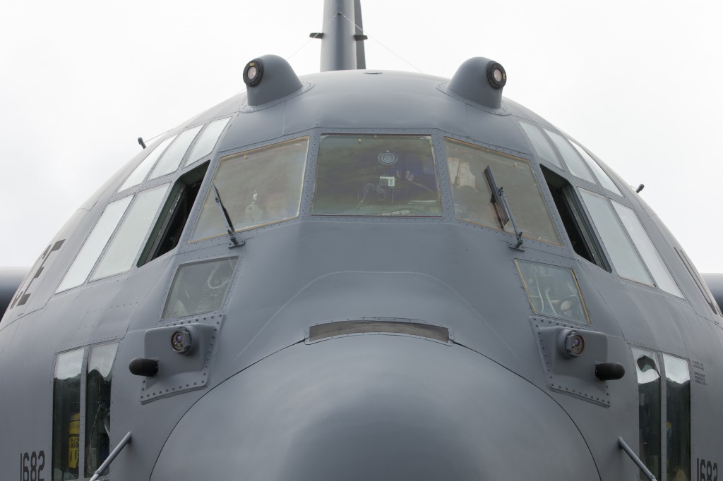 Maj. Lucas Crouch, 374th Airlift Wing pilot, and 1st Lt. Sydney Croxton, 36th Airlift Squadron pilot, conduct preflight checks Dec. 11, 2015, during Operation Christmas Drop. Every December, C-130H Hercules aircrews from Yokota head to Andersen Air Force Base to execute low-cost, low-altitude humanitarian airdrops to islanders throughout the Commonwealth of the Northern Marianas, Federated States of Micronesia, Republic of Palau. These islands are some of the most remote locations on the globe spanning a distance nearly as broad as the continental U.S. It is the longest-running Department of Defense humanitarian airdrop operation with 2015 being the first trilateral execution with support from Japan Air Self-Defense Force and Royal Australian Air Force. (U.S. Air Force photo by Osakabe Yasuo/Released)