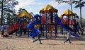 Children run around the playground on Seymour Johnson Air Force Base, N.C. 