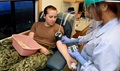 A service member is prepped to donate at a collection center. While there is still a chance that women who have been pregnant will be deferred from donating, the new HLA test opens the door for women to consider donating platelets and plasma for the first time in many years. (Courtesy photo)