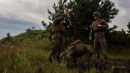 U.S. Marines with Weapons Company, 1st Battalion, 2nd Marine Regiment, prepare to fire 81mm mortars at a live-fire range at Marine Corps Base Camp Lejeune, N.C., Sept. 29, 2016. The supporting indirect-fire element will play an important role during coalition exercises with North Atlantic Treaty Organization allies around Eastern Europe.