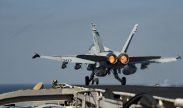 A Navy F/A-18C Hornet assigned to Strike Fighter Squadron 131 launches from the flight deck of the aircraft carrier USS Dwight D. Eisenhower in the Persian Gulf, Oct. 16, 2016. The Eisenhower carrier strike group is deployed in support of Operation Inherent Resolve, maritime security operations and theater security cooperation efforts in the U.S. 5th Fleet area of operations. Navy photo by Seaman Christopher A. Michaels