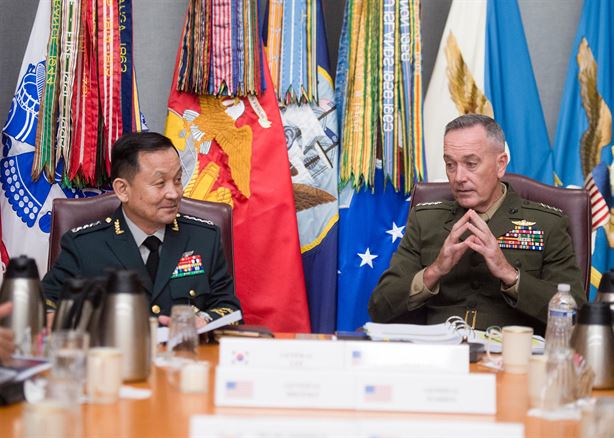 Chairman of the Joint Chiefs of Staff General Joseph F. Dunford hosted his Republic of Korea counterpart Gen. Lee Sun Jin for the 41st ROK-U.S. Military Committee Meeting at the Pentagon. Both senior military leaders strongly denounced North Korea&#39;s nuclear and missile provocations, stating they pose a serious threat to the Korean Peninsula, to the region, and to global peace and stability.