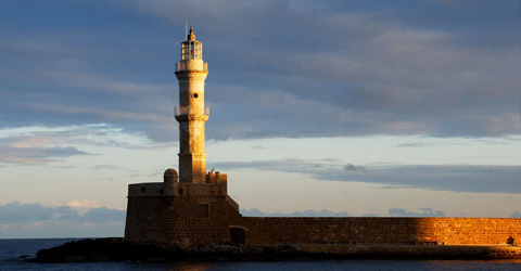 Hania, Crete, Greece - Venetian lighthouse in the old harbour of Hania