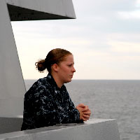 Service member on ship