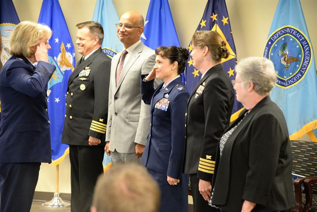 Air Force Lt. Gen. Wendy Masiello, Defense Contract Management Agency director, salutes the agency&#39;s regional commanders signaling the start of their new roles as operational unit leaders for their regions. The group assembled for a Sept. 22 ceremony at Fort Lee, Virginia, to mark the disestablishment of the agency&#39;s Operations Directorate. 