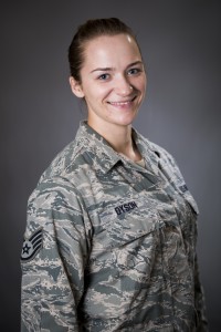 Staff Sgt. Victoria Dyson poses for a studio photo in uniform