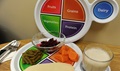 Shown here are portion control plates to assist in healthier eating practices. 