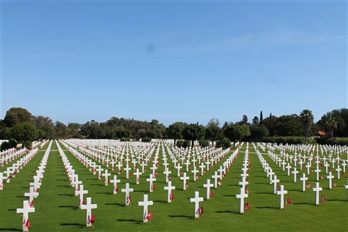 The graves of US Soldiers, Sailors, Airmen and Marines at the North Africa American Cemetery and Memorial in Carthage, Tunisia, May 30, 2016. (U.S. Africa Command photo by Samantha Reho/Released)