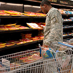 Service member shopping at the commissary.