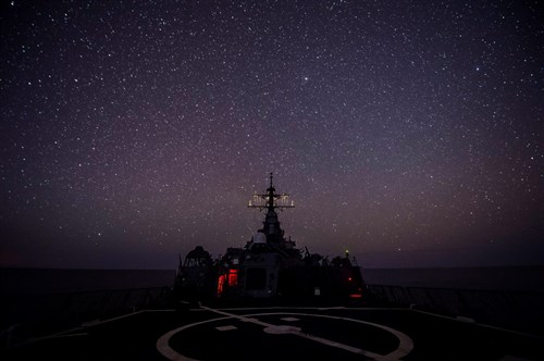 150508-N-FQ994-161 MEDITERRANEAN SEA (May 8, 2015) USS Ross (DDG 71) transits the Mediterranean Sea May 8, 2015. Ross, an Arleigh Burke-class guided-missile destroyer, forward-deployed to Rota, Spain, is conducting naval operations in the U.S. 6th Fleet area of operations in support of U.S. national security interests in Europe. (U.S. Navy photo by Mass Communication Specialist 3rd Class Robert S. Price/Released)