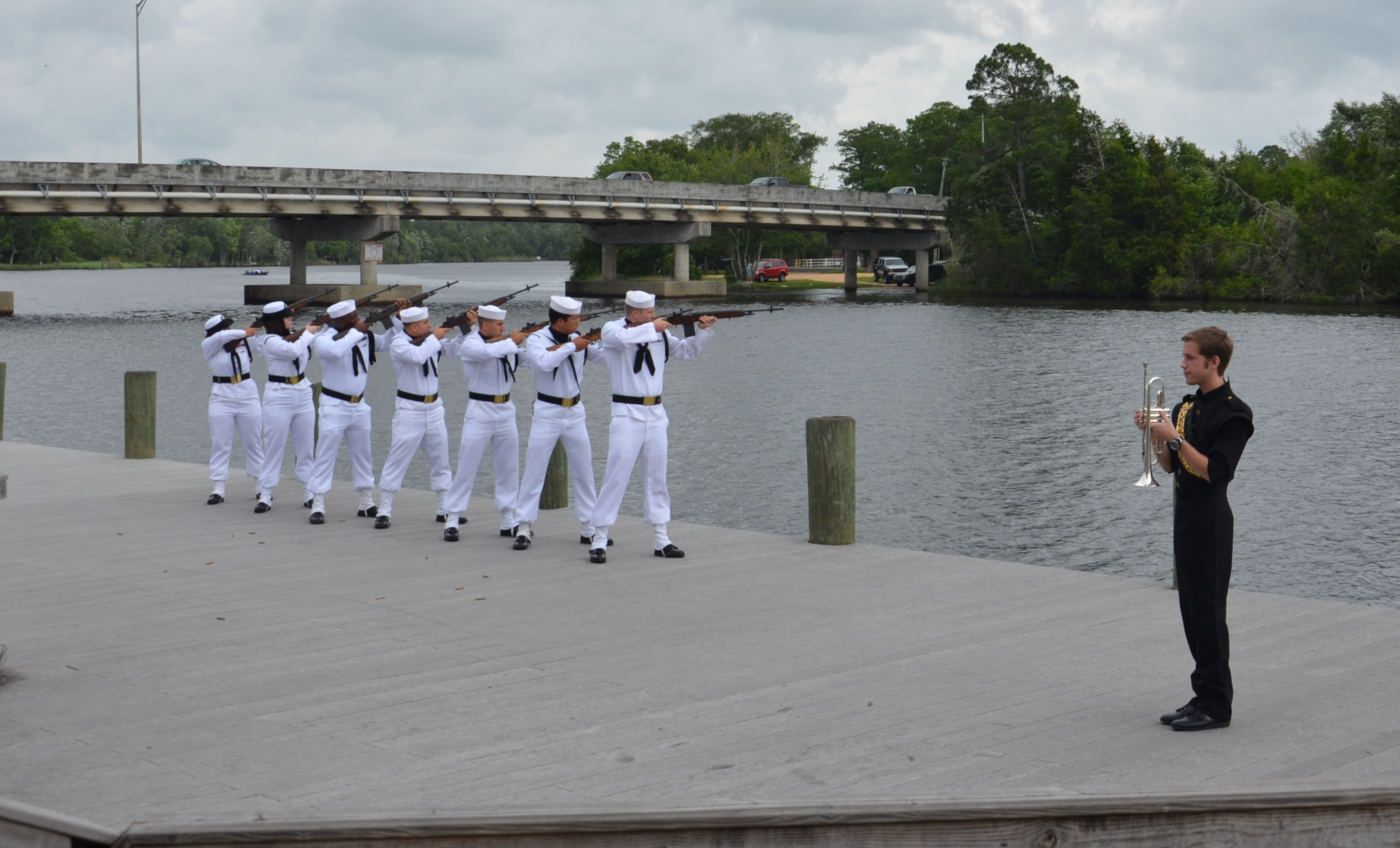 Color Guard Team Performing a 21-Gun Salute for Memorial Day