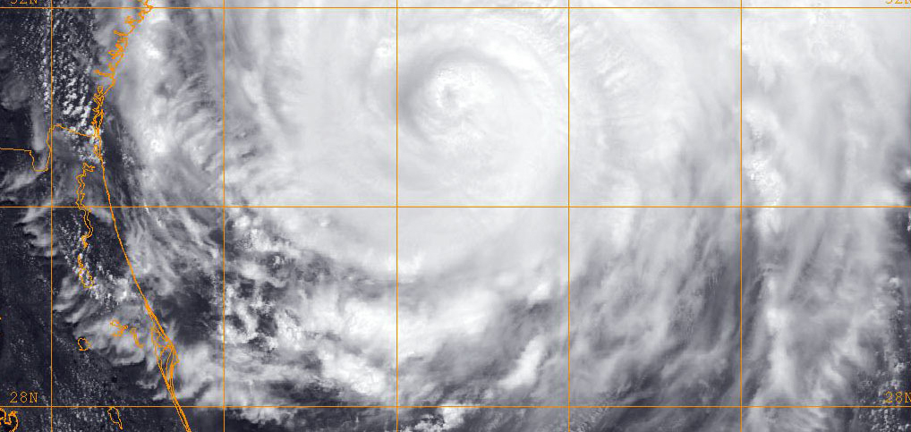 U.S.Navy satellite image of Hurricane Irene off the coast of Florida in 2011.  (U.S. Navy photo) 