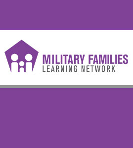 "Military Families Learning Network" next to a their logo of a family inside a pentagon.