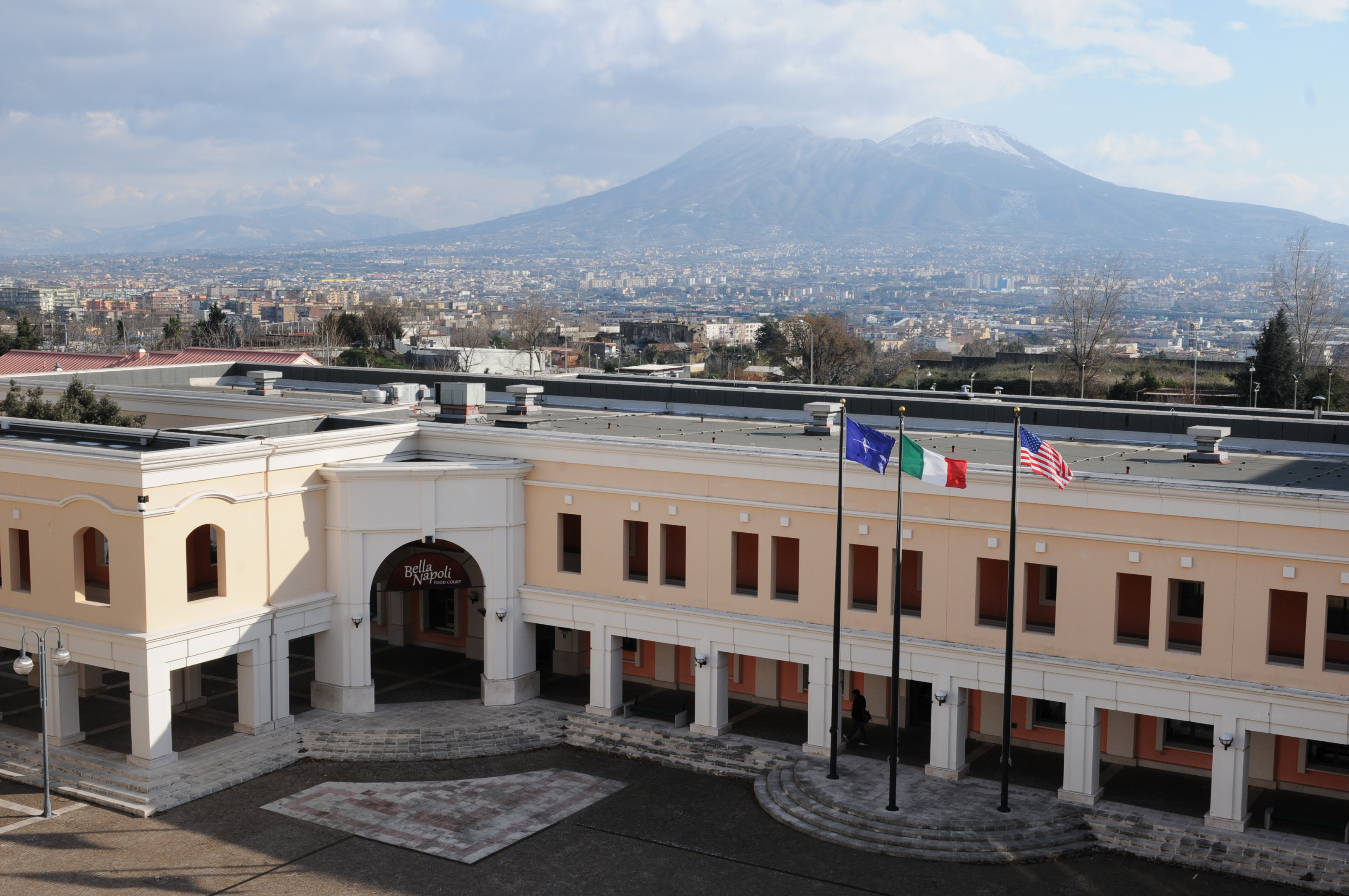 Capodichino Piazza with Mount Vesuvius in background