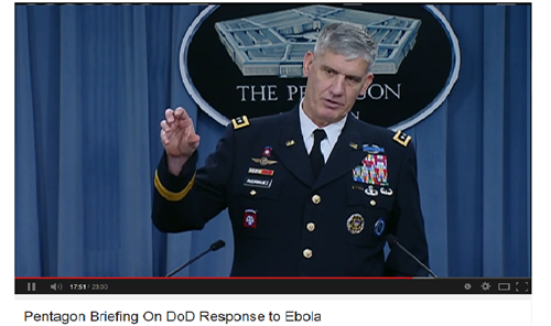 Commander of U.S. Africa Command, Gen. David M. Rodriguez, conducts a briefing on the DoD response to Ebola, Oct. 7, 2014 from the Pentagon Press Briefing Room. 