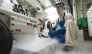 Photo: Petty Officer 2nd Class Stephanie Faenza performs an odor test on liquid oxygen aboard the aircraft carrier USS Harry S. Truman (CVN 75) in the Arabian Gulf, Jan. 12, 2014. (U.S. Navy photo by Petty Officer 3rd Class Karl Anderson/Released)