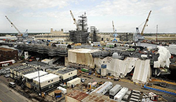 The aircraft carrier USS Dwight D. Eisenhower (CVN 69) is undergoing a scheduled docking planned incremental availability at Norfolk Naval Shipyard. (U.S. Navy photo by Mass Communication Specialist Seaman Wesley J. Breedlove/Released)