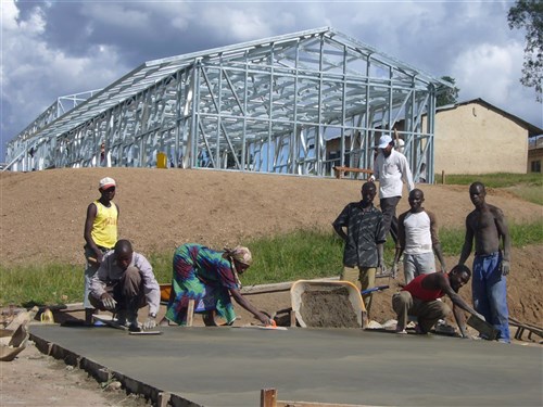 KIGALI, Rwanda -- Rwandans from the Bugesera region have been hired to construct the Shyara School. The project is funded by the U.S. Department of Defense and is projected to open at the end of November of 2007 and will accommodate 300 male and female students.
