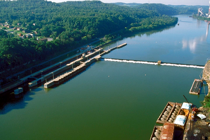 Aerial View of Lock 3, Mon River