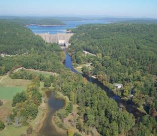 Aerial photo of Greeson Dam