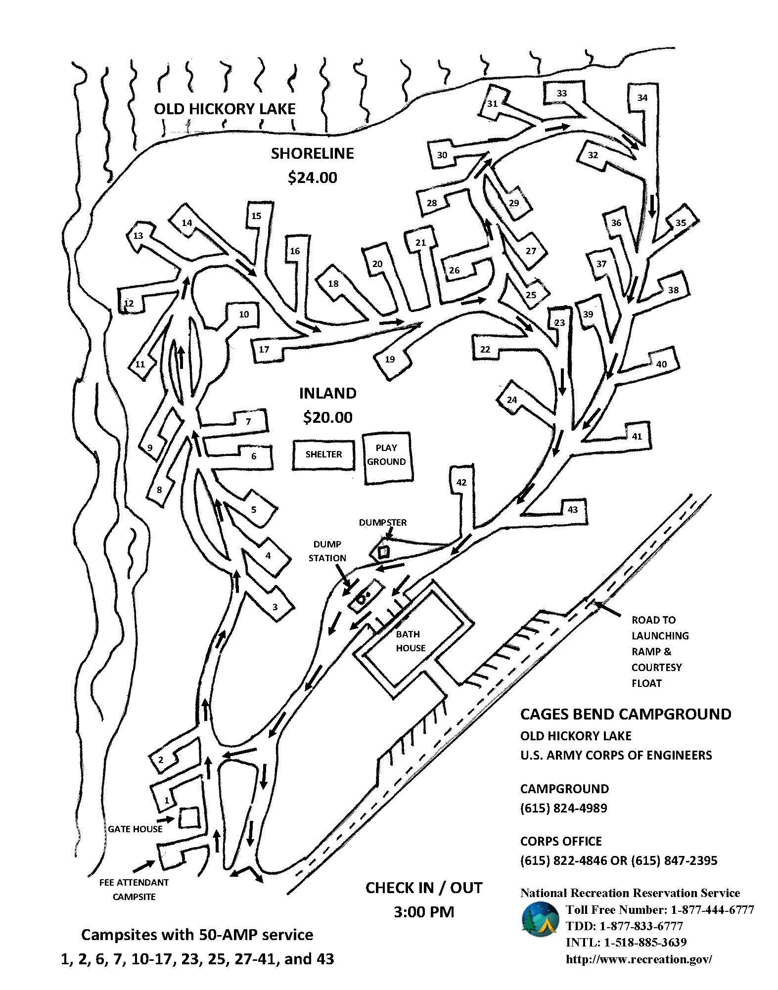 Cages Bend Campground Map