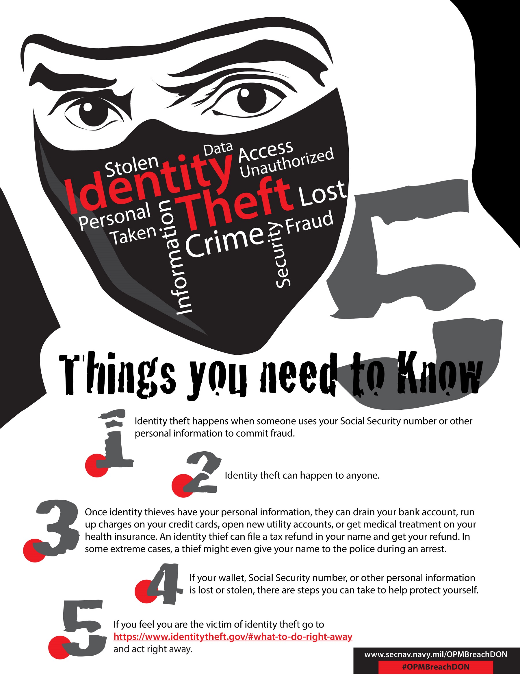 Identity Theft, 5 Things you need to know 8.5x11 poster