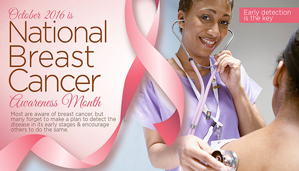 October 2016 is National Breast Cancer Awareness Month.