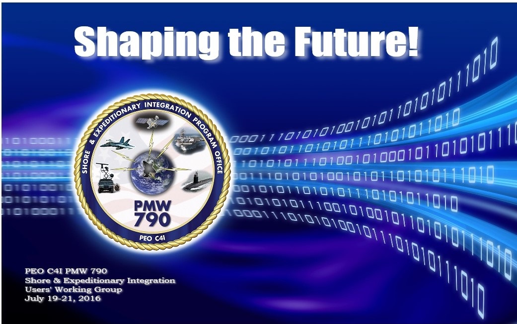 Logo for PEO C4I PMW 790 Shore and Expeditionary C4I Users' Working Group hosted in San Diego, California, 19-21 July. 