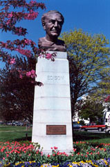 The bust of Thomas Edison near the front gate at NRL.