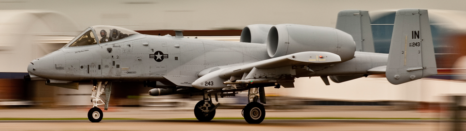 An A-10C pilot from the 163rd Fighter Squadron at the 122nd Fighter Wing in Fort Wayne, Ind., speeds down the runway for takeoff as a storm looms in the background, July 7, 2015, at the Indiana Air National Guard Base, Fort Wayne, Ind. (Air National Guard photo by Staff Sgt. William Hopper)