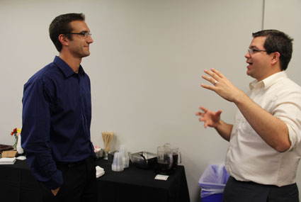 Students and mentors meet in person during a meet-and-greet for the CERDEC e-mentoring program at the University of Delaware’s Career Services Center Sept. 21. (U.S. Army photo by Allison Barrow)