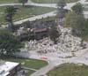 aerial view of destroyed training building